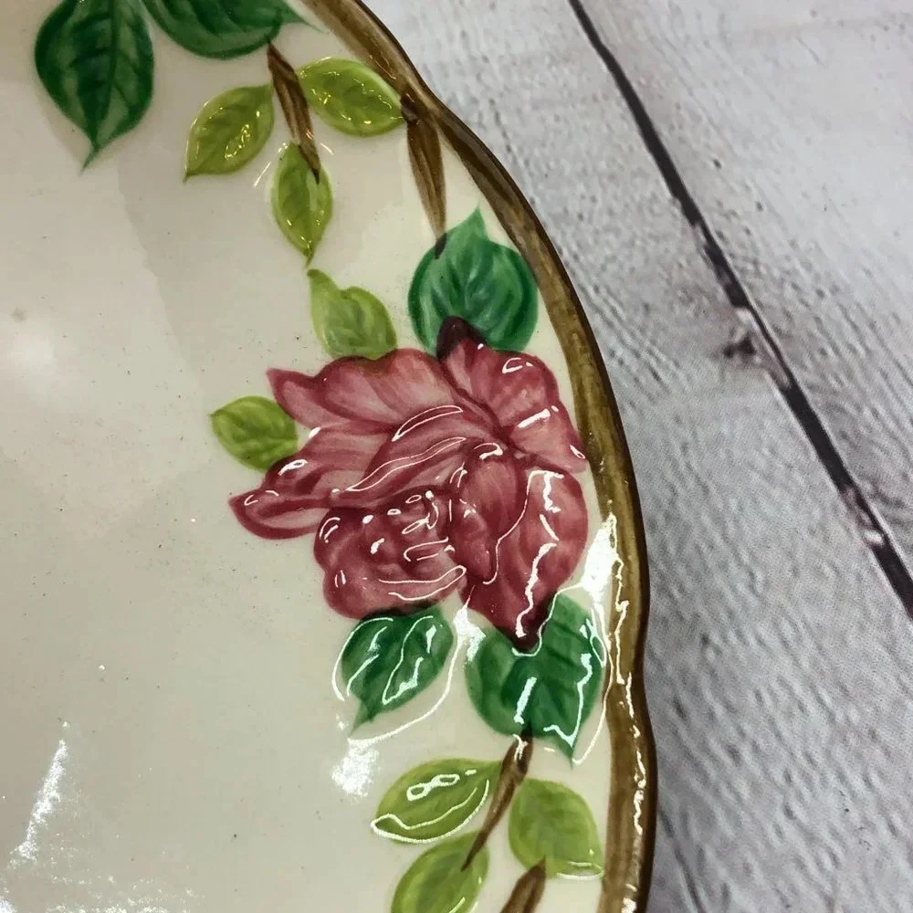 vintage NORLEANS eathware american beauty rose platter or serving bowl